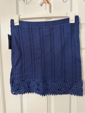 Universal Thread Navy Blue Crochet-Hem Knit Mini Skirt
